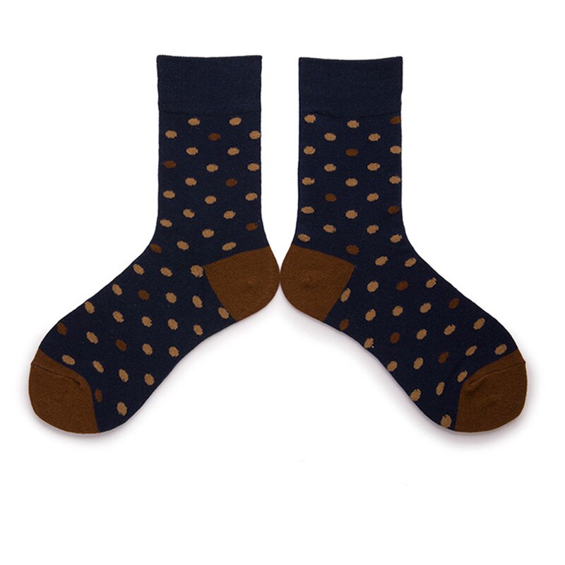 Fashion Dot Cotton Men's Socks Long Stripe Crew Socks Business Casual