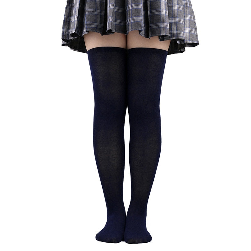 Black, White Striped Long Sexy Over Knee Thigh High Tube Socks