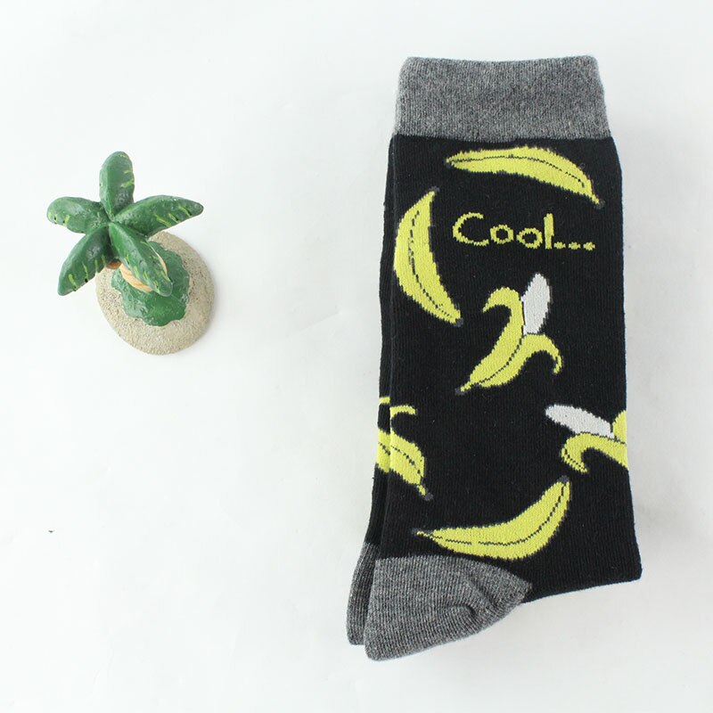 1 Pair Fashion Hip Hop Cartoon Men Socks Cartoon Fruit Personality Breathable