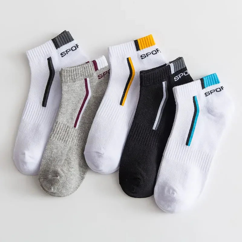 5 Pairs Men Sport Socks Spring and Summer Thin Breathable Mesh Sock