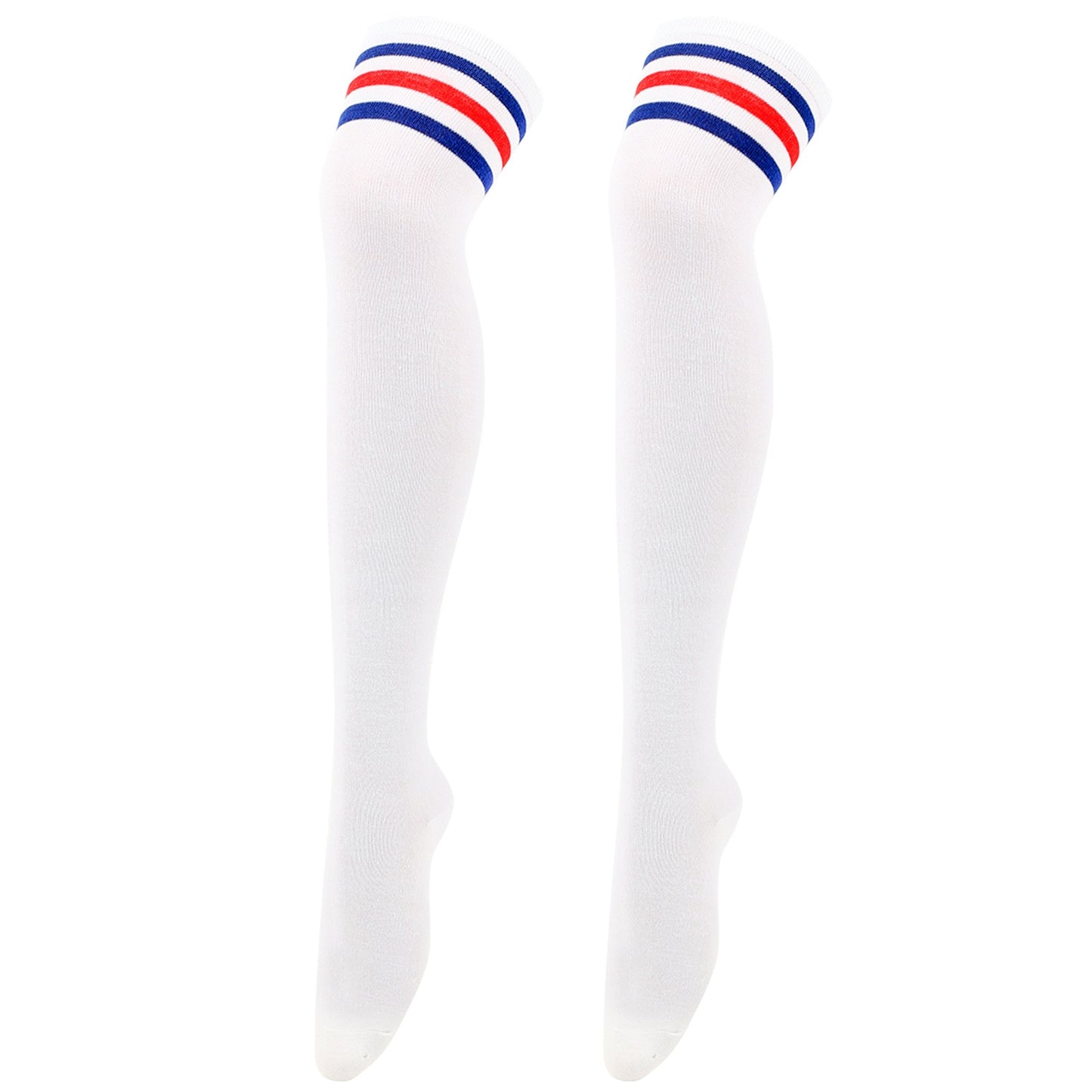 Black, White Striped Long Sexy Over Knee Thigh High Tube Socks