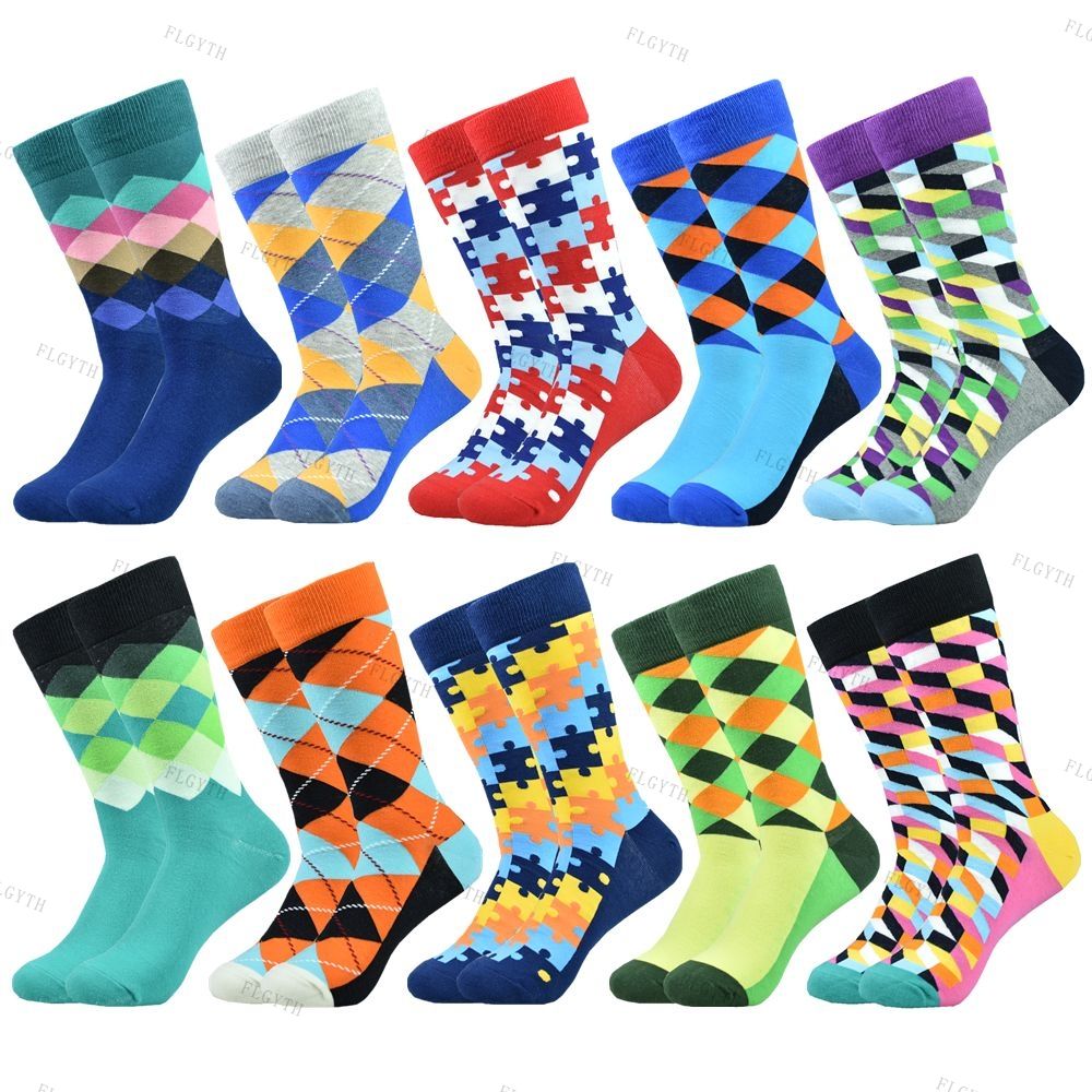 Men's Color Dress Casual Fashion Combed Cotton Socks