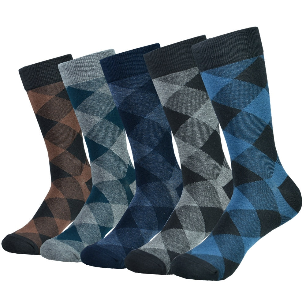 Men's Dress Fashion Black Patterned Cotton Colorful Funny Socks