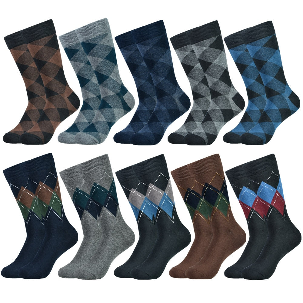 Men's Dress Fashion Black Patterned Cotton Colorful Funny Socks