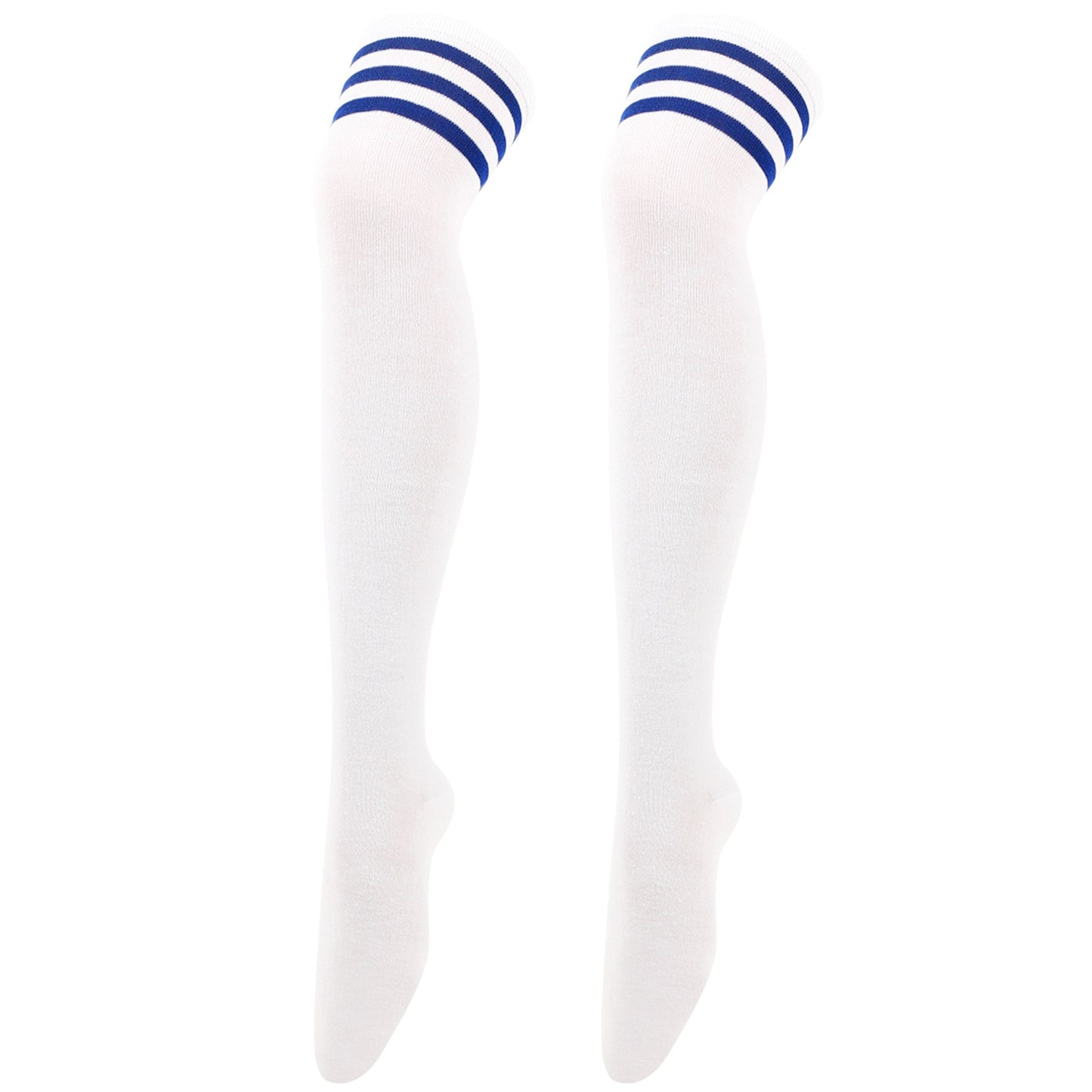 Black, White Striped Long Sexy Over Knee Thigh High Tube Socks