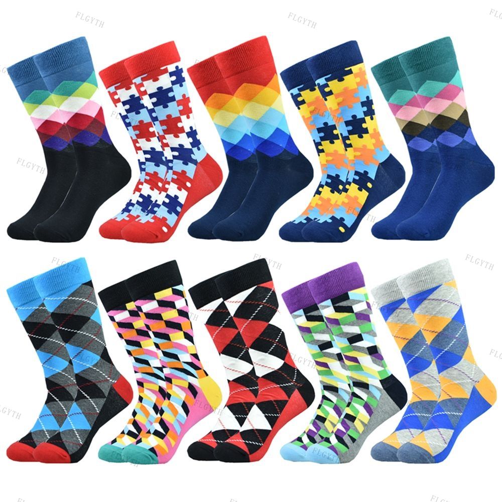 Men's Color Dress Casual Fashion Combed Cotton Socks