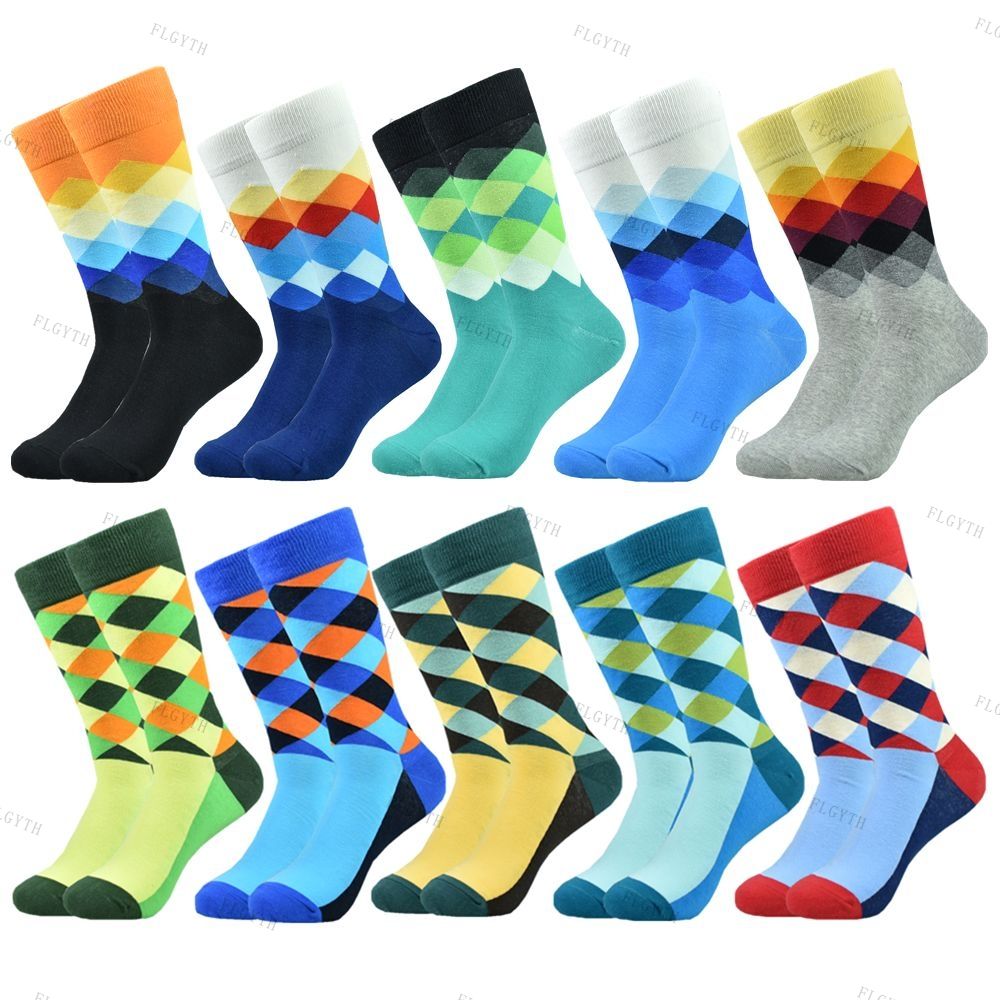 Men's Color Dress Casual Fashion Combed Cotton Socks