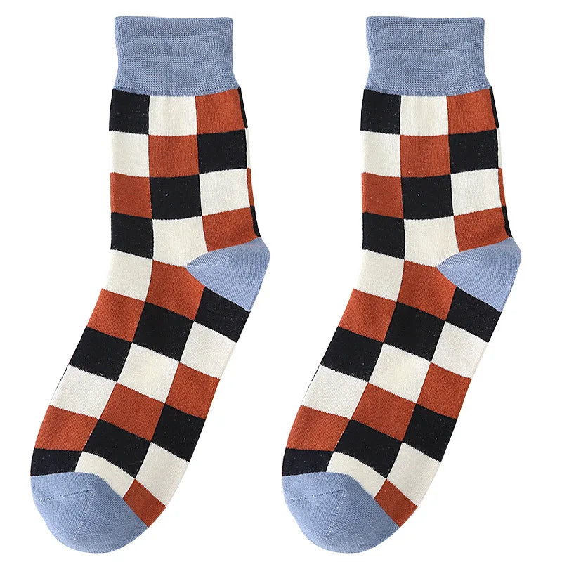 Colorful Argyle Pattern Cotton Dress Socks 5 Pair