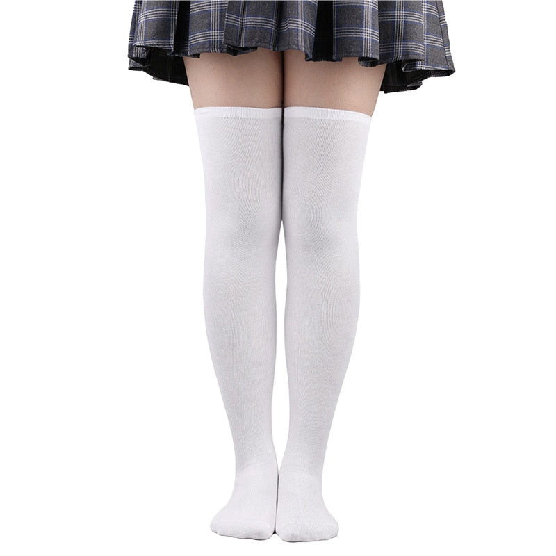 Black, White Striped Long Sexy Over Knee Thigh High Tube Socks