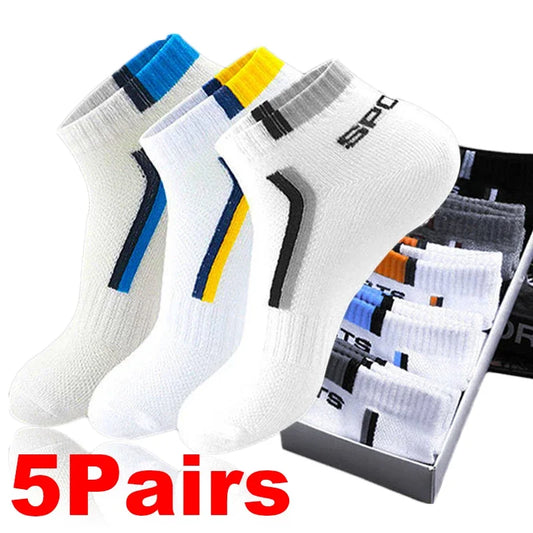 5 Pairs Men Sport Socks Spring and Summer Thin Breathable Mesh Sock