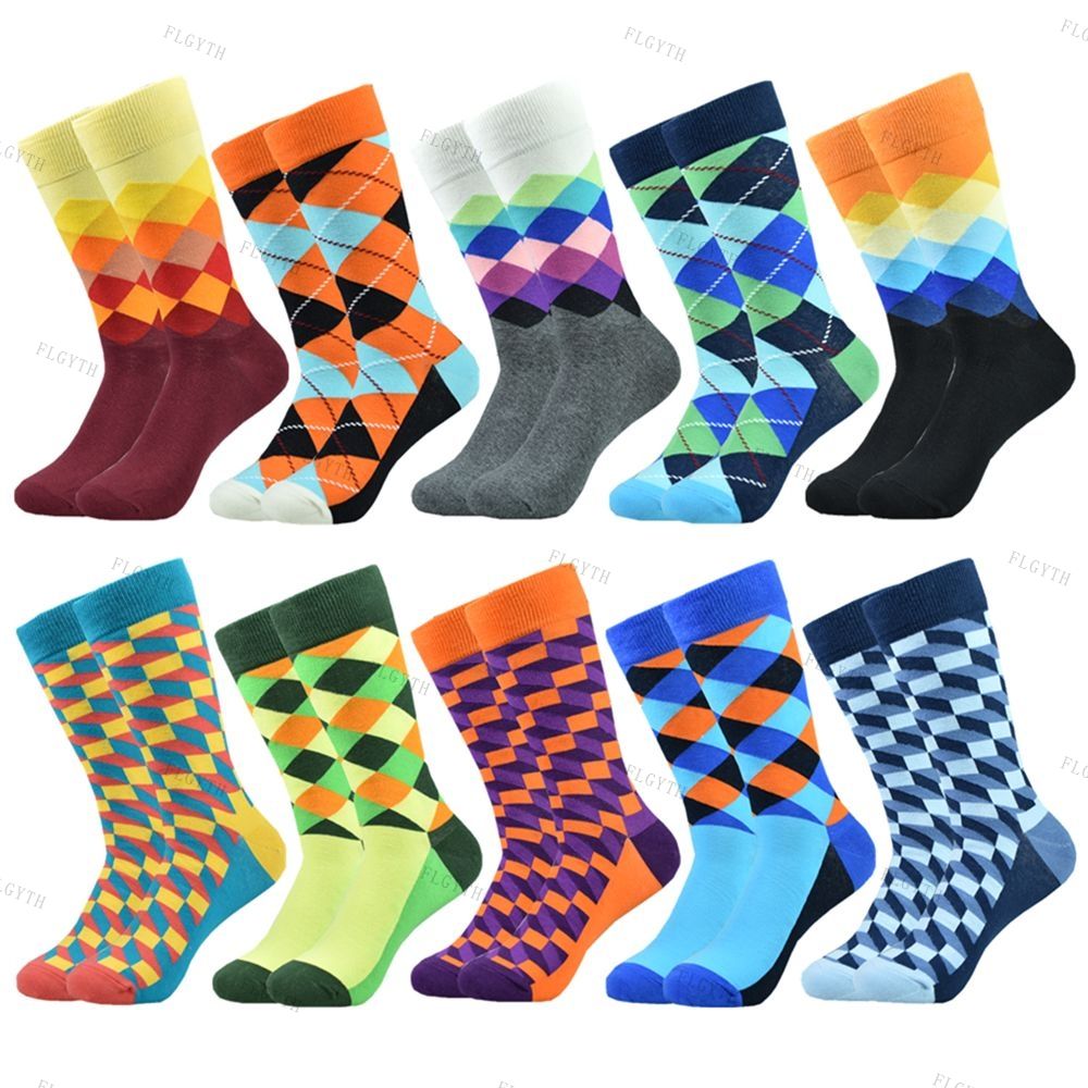 Men's Color Dress Casual Fashion Combed Cotton Socks