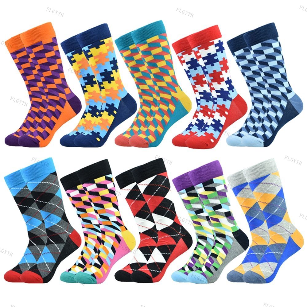 Men's Color Dress Casual Fashion Combed Cotton Socks