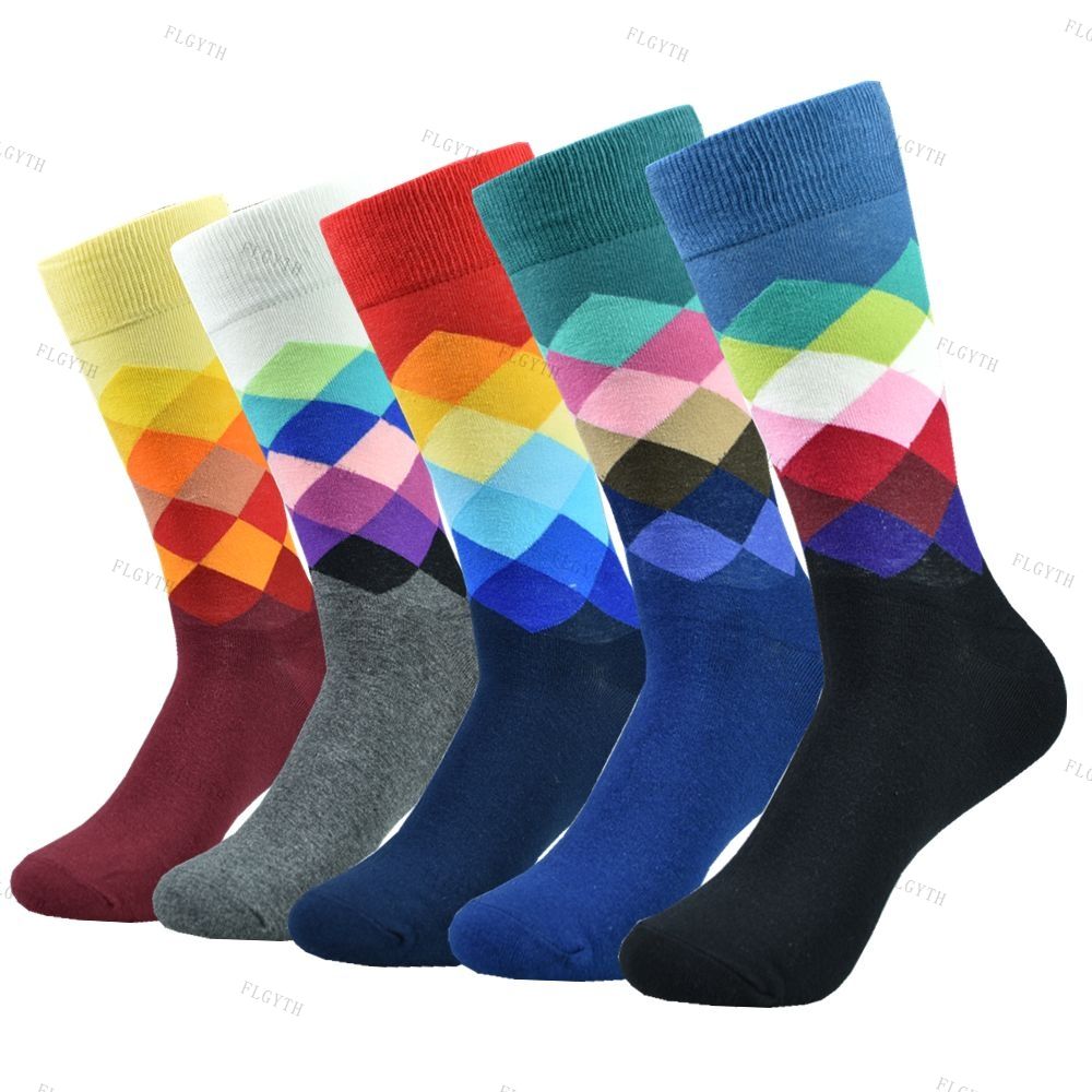 Men's Color Dress Casual Fashion Combed Cotton Socks