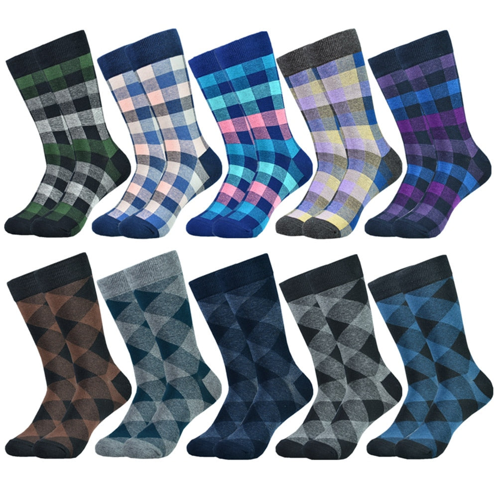 Men's Dress Fashion Black Patterned Cotton Colorful Funny Socks