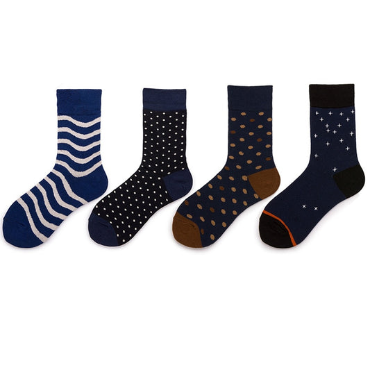 Fashion Dot Cotton Men's Socks Long Stripe Crew Socks Business Casual