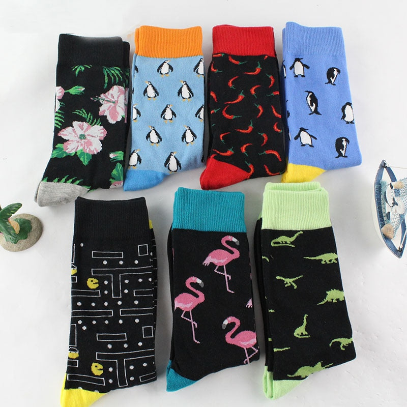 1 Pair Fashion Hip Hop Cartoon Men Socks Cartoon Fruit Personality Breathable