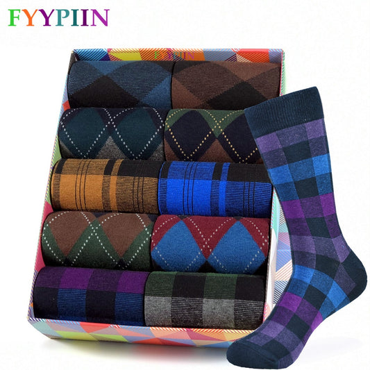 Men's Dress Fashion Black Patterned Cotton Colorful Funny Socks